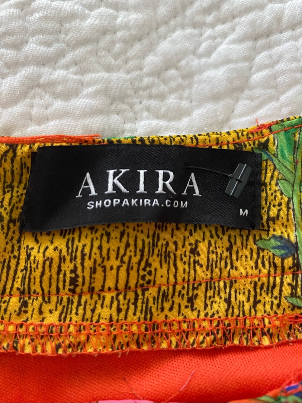 AKIRA Coral Pink & Orange Bohemian Floral wide leg pants with back zipper - Picture 9 of 10